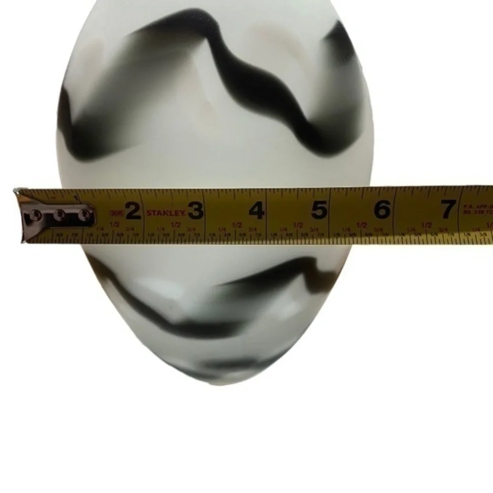 Sasaki Vintage Black and White DNA Swirled 10in Art Glass Vase